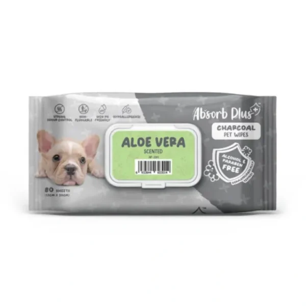 Absorb Plus Charcoal Dog Wipes Aloe Vera 80 sheets 20 x 15cm - Pet Home | The Perfect Pet Supplies Shopping Experience