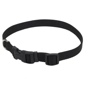Adjustable Dog Collar with Plastic Buckle, Black, Medium - 3/4" x 14"-20" - Pet Home | The Perfect Pet Supplies Shopping Experience