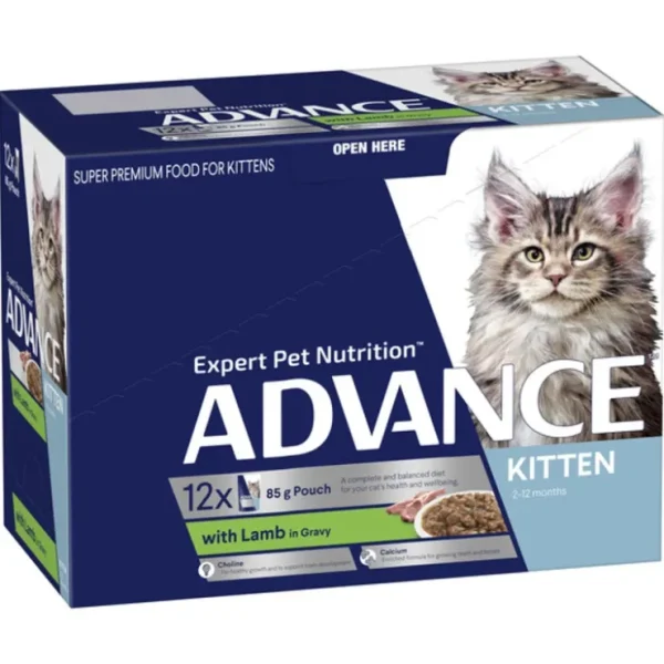 Advance Kitten Wet Food Pouches Lamb and Gravy 85g x 12 - Pet Home | The Perfect Pet Supplies Shopping Experience
