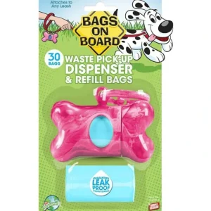 Bags on Board Pink Bone Dispenser (Dispenser with 30 Refill Bags) - Pet Home | The Perfect Pet Supplies Shopping Experience
