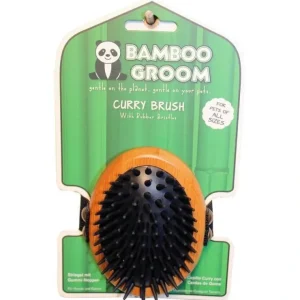 BAMBOO GROOM CURRY BRUSH W/RUBBER BRISTLES - Pet Home | The Perfect Pet Supplies Shopping Experience