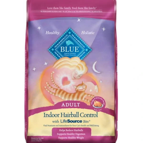 Blue Buffalo Adult Indoor Hairball Control Chicken &Brown Rice Recipe Dry Cat Food - Pet Home | The Perfect Pet Supplies Shopping Experience