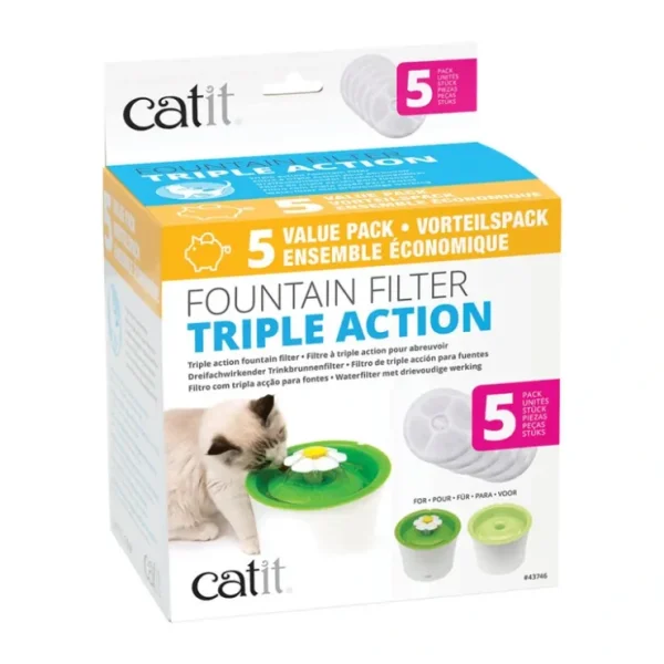 Catit 2.0 , Senses Triple Action Fountain Filter - 5 Pk - Pet Home | The Perfect Pet Supplies Shopping Experience