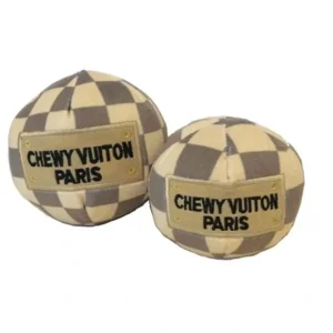 Checker Chewy Vuiton Ball Plush Dog Toy from Haute Diggity Dog - Pet Home | The Perfect Pet Supplies Shopping Experience