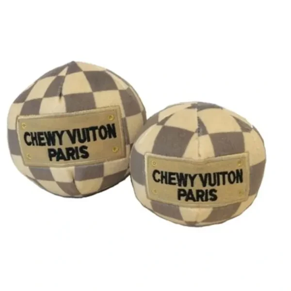 Checker Chewy Vuiton Ball Plush Dog Toy from Haute Diggity Dog - Pet Home | The Perfect Pet Supplies Shopping Experience