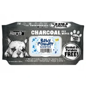 *CLEARANCE* Absorb Plus Charcoal Dog Wipes Baby Powder 80 sheets 20 x 15cm - Pet Home | The Perfect Pet Supplies Shopping Experience
