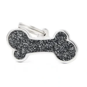 *CLEARANCE* Pet ID Tag Shine Large Black Bone 2cm x 4cm - Pet Home | The Perfect Pet Supplies Shopping Experience
