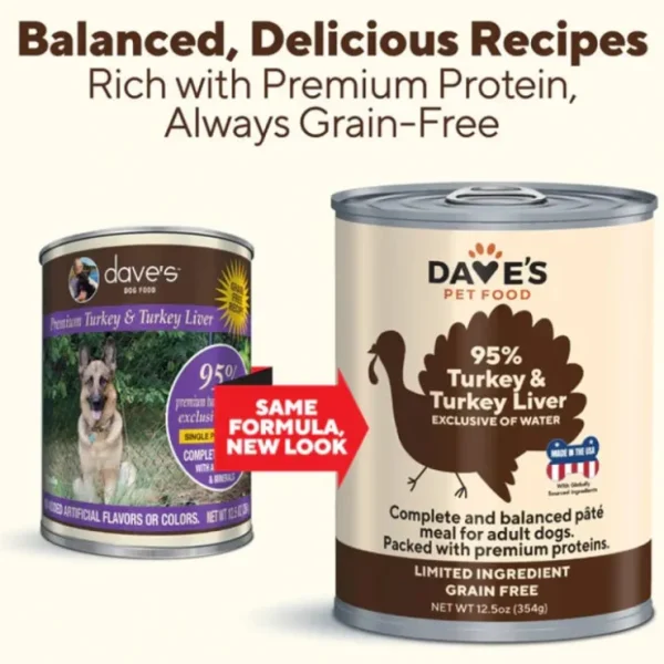 Dave's Pet Food - 95% Premium Meats Turkey Turkey Liver Wet Dog Food - Pet Home | The Perfect Pet Supplies Shopping Experience
