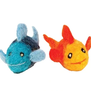 Dharma Dog Karma Cat, Wool Pet Toy - Fish - 2 pk - Pet Home | The Perfect Pet Supplies Shopping Experience