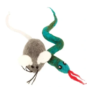 Dharma Dog Karma Cat, Wool Pet Toy - Mouse & Snake - 2 pk - Pet Home | The Perfect Pet Supplies Shopping Experience