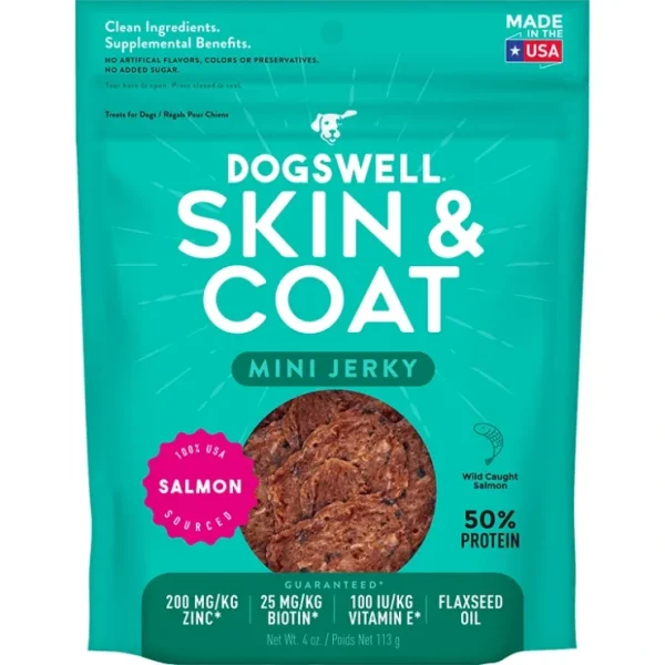 Dogswell Skin &Coat Mini Jerky Treats Salmon (10 oz) - Pet Home | The Perfect Pet Supplies Shopping Experience
