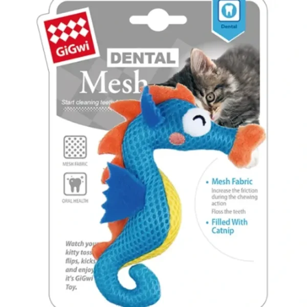 Hot GiGwi Dental Mesh With Catnip Seahorse - Pet Home | The Perfect Pet Supplies Shopping Experience Pet Toys