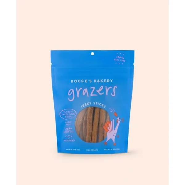 Clearance Grazers Turkey & Sweet Potato Jerky Sticks from Bocce's Bakery - Pet Home | The Perfect Pet Supplies Shopping Experience Dogs