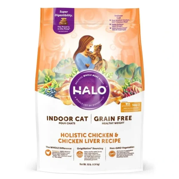 Halo Indoor Grain Free Holistic Healthy Weight Chicken &Chicken Liver Recipe Dry Cat Food - Pet Home | The Perfect Pet Supplies Shopping Experience