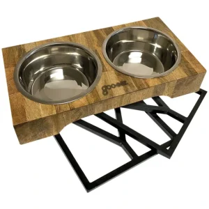 3-in-1 Adjustable Mango Wood Double Feeder with Stainless Steel Bowls - Pet Home | The Perfect Pet Supplies Shopping Experience