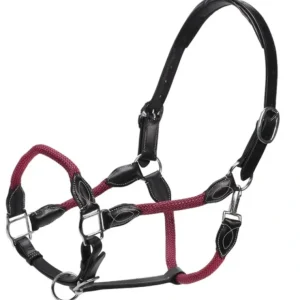 Best Jeremy & Lord Leather and Rope Halter - Black w/Burgundy - Pet Home | The Perfect Pet Supplies Shopping Experience Shop All