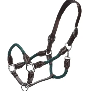 Store Jeremy & Lord Leather and Rope Halter - Brown w/Hunter Green - Pet Home | The Perfect Pet Supplies Shopping Experience Shop All
