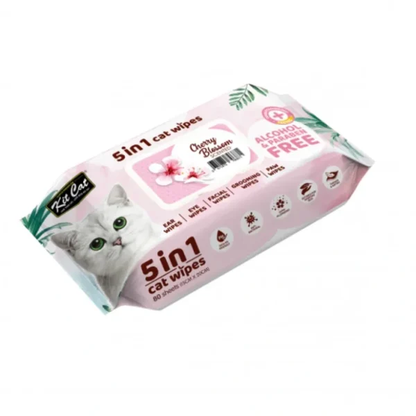 Fashion Kit Cat Antibacterial Wipes for Cats Cherry Blossom 80 Sheets 20 x 15cm - Pet Home | The Perfect Pet Supplies Shopping Experience Cats
