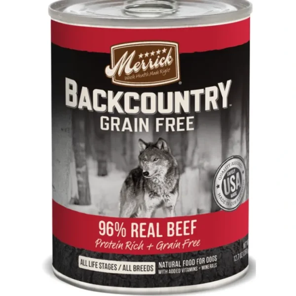 Shop Merrick Backcountry Grain Free 96% Beef Recipe Canned Dog Food - Pet Home | The Perfect Pet Supplies Shopping Experience Dogs