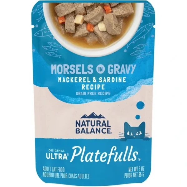 Clearance Natural Balance, Platefulls Cat Pouch, Mackerel & Sardine in Gravy - 85 g - Wet Cat Food - Pet Home | The Perfect Pet Supplies Shopping Experience Cats