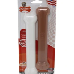 Outlet Nylabone Classic Twin Pack Power Chew Flavored Durable Dog Chew Toy Bacon &Chicken - Pet Home | The Perfect Pet Supplies Shopping Experience Pet Toys