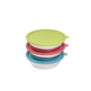 6pc Set with Three Stainless Steel Bowls and Three Silicone Lids - Pet Home | The Perfect Pet Supplies Shopping Experience