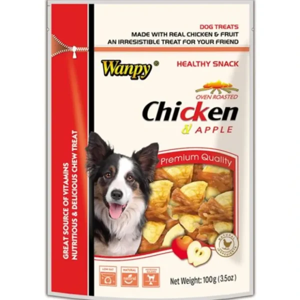 Pet Shop Direct - Wanpy Chicken Jerky with Apple Dog Treat 100g - Pet Home | The Perfect Pet Supplies Shopping Experience Outlet