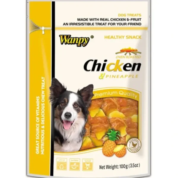 Pet Shop Direct - Wanpy Chicken Jerky with Pineapple Dog Treat 100g - Pet Home | The Perfect Pet Supplies Shopping Experience Online
