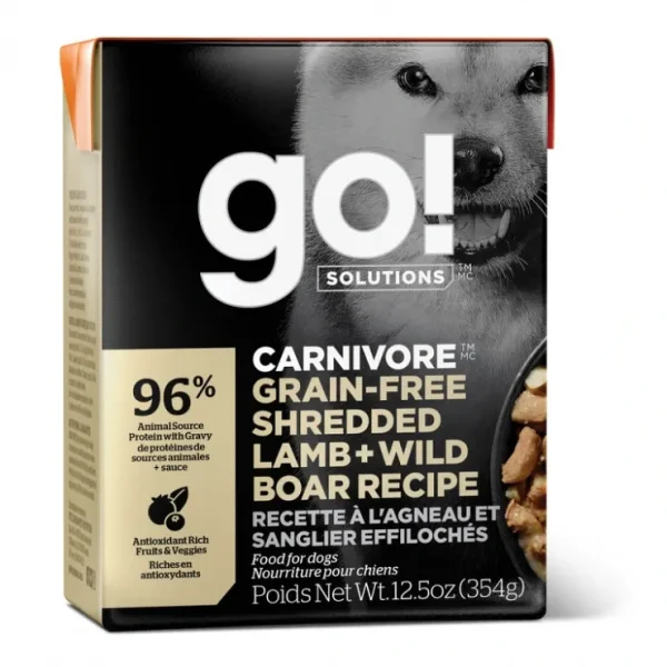 Petcurean Go! Carnivore Grain Free Shredded Lamb &Wild Boar Recipe Wet Dog Food - Pet Home | The Perfect Pet Supplies Shopping Experience New