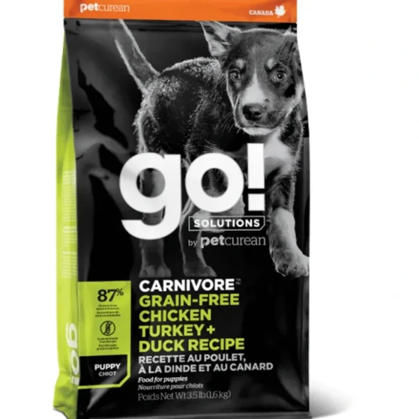 Petcurean GO! Solutions Carnivore Grain Free Chicken, Turkey, &Duck Recipe Puppy Dry Dog Food - Pet Home | The Perfect Pet Supplies Shopping Experience