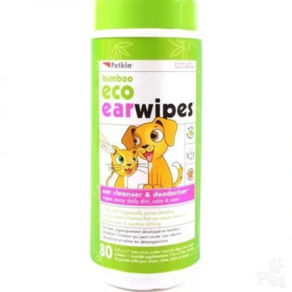 Petkin Bamboo Eco Ear Wipes 80Pk - Pet Home | The Perfect Pet Supplies Shopping Experience