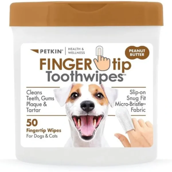 Petkin Fingertip Tooth Wipes Peanut Butter 50pk - Pet Home | The Perfect Pet Supplies Shopping Experience