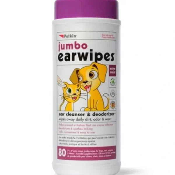 Petkin Jumbo Ear Wipes 80Pk - Pet Home | The Perfect Pet Supplies Shopping Experience
