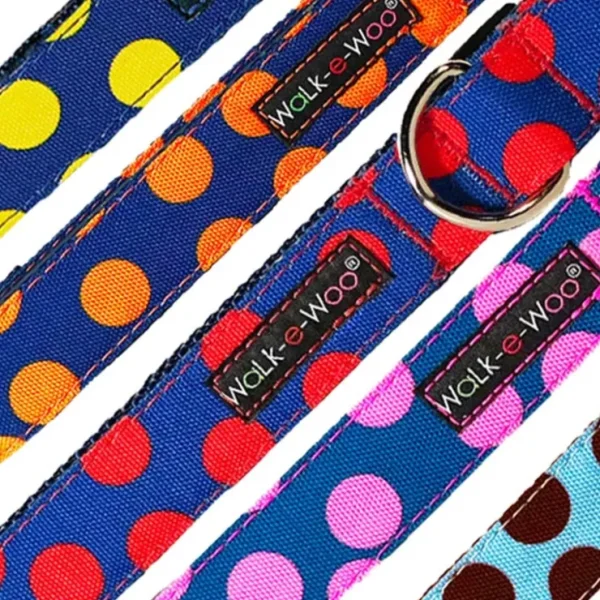 Polka Dot Dog Collars, Leads, and Bows on Blue - 5 Styles - Pet Home | The Perfect Pet Supplies Shopping Experience