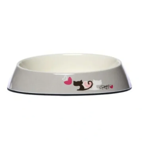 Rogz Fishcake Cat Bowl Grey Heart Tails - Pet Home | The Perfect Pet Supplies Shopping Experience