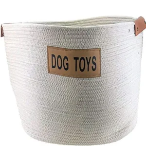 Rope Toy Basket with Leather Handles - Pet Home | The Perfect Pet Supplies Shopping Experience