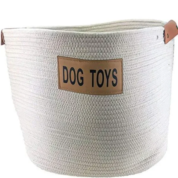 Rope Toy Basket with Leather Handles - Pet Home | The Perfect Pet Supplies Shopping Experience