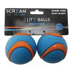 Scream Elite Ball Loud Blue & Orange 2Pk - Medium 6.5Cm - Pet Home | The Perfect Pet Supplies Shopping Experience