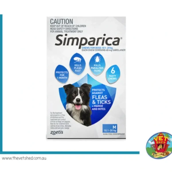 Simparica for Medium dogs 10.1 - 20kg 6 pack Flea, Tick and Mite treatment - Pet Home | The Perfect Pet Supplies Shopping Experience