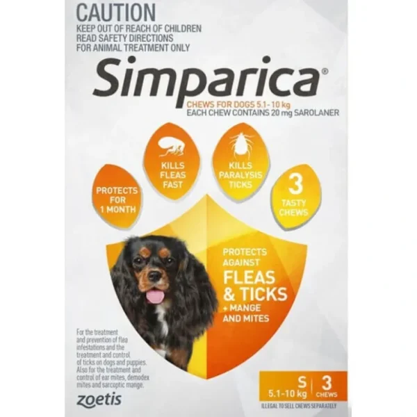 Simparica for Small dogs 5-10kg 3 pack Flea, Tick and Mite treatment - Pet Home | The Perfect Pet Supplies Shopping Experience