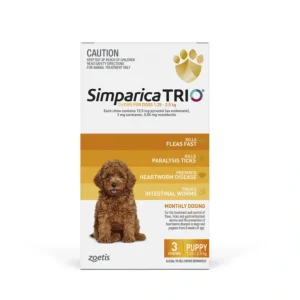 Simparica Trio 3 pack for dogs 1.3-2.5kg - Flea, Tick and Worming Treatment 3 pack *CARAMEL* - Pet Home | The Perfect Pet Supplies Shopping Experience