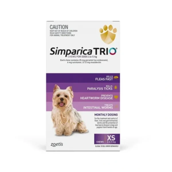 Simparica Trio SINGLE Dose pack for dogs 2.6-5kg - 1 Months Flea, Tick and Worming Treatment - Pet Home | The Perfect Pet Supplies Shopping Experience