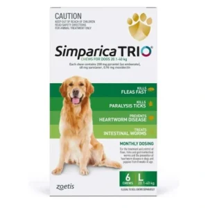#SPECIAL# Simparica Trio 8 pack for dogs 20.1-40kg - Flea, Tick, worm  (6 Pck plus 2 Single dose pks) - Pet Home | The Perfect Pet Supplies Shopping Experience