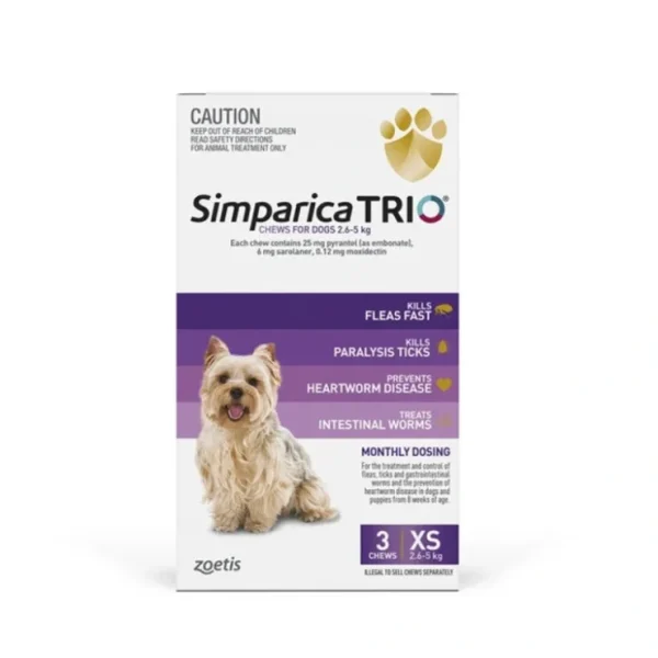 #SPECIAL# Simparica Trio 8 pack for extra small dogs 2.6 - 5kg ( 2 x 3 packs Plus 2 single packs) expiry March 25 - Singles 2026 - Pet Home | The Perfect Pet Supplies Shopping Experience