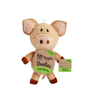 Spunky Pup Woolies Craft Collection Pig Squeaky Plush Dog Toy - Pet Home | The Perfect Pet Supplies Shopping Experience