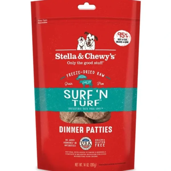 Stella &Chewy's Freeze-Dried Raw Dinner Patties for Dogs - Surf 'n Turf Recipe - Pet Home | The Perfect Pet Supplies Shopping Experience