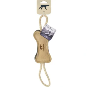 Tall Tails, Leather & Wool Bone Tug - Tan - 16" - Toss Dog Toy - Pet Home | The Perfect Pet Supplies Shopping Experience