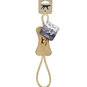Tall Tails, Leather & Wool Bone Tug - Tan - 12" - Tug Dog Toy - Pet Home | The Perfect Pet Supplies Shopping Experience