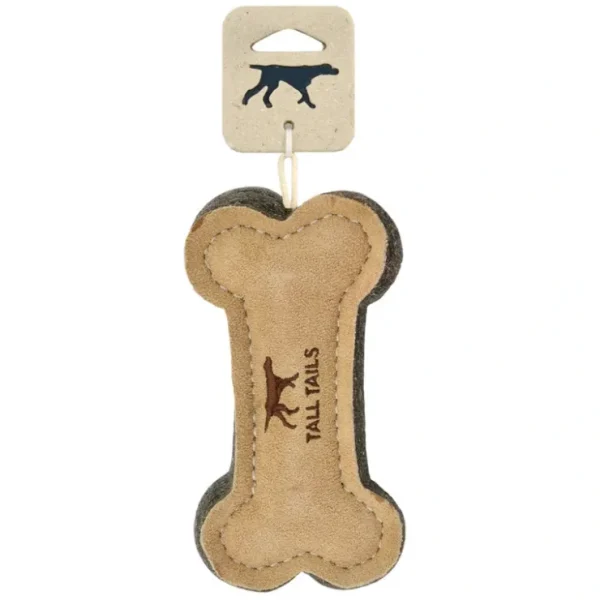 Tall Tails, Leather Wool Bone - 6" - Toss Dog Toy - Pet Home | The Perfect Pet Supplies Shopping Experience