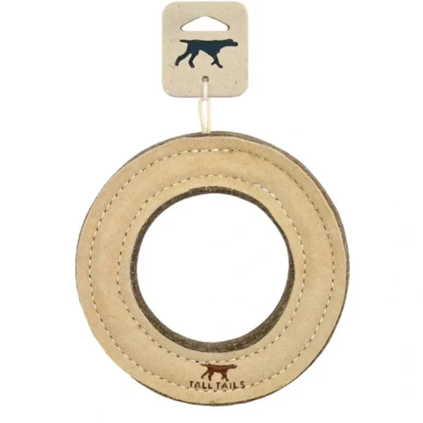 Tall Tails, Leather Wool Ring - 7" - Toss Dog Toy - Pet Home | The Perfect Pet Supplies Shopping Experience